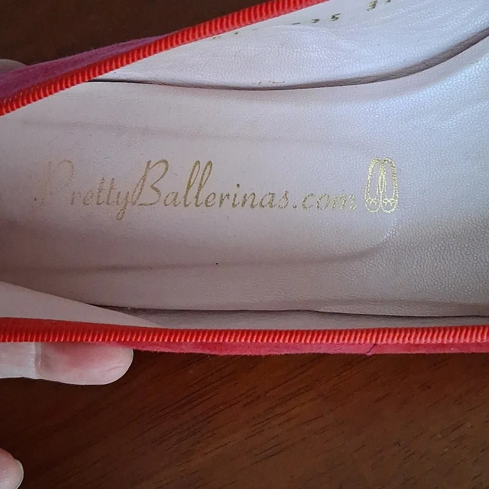 Pretty Ballerinas Red Suede Ballet Flats Leather Made In Spain sz 37 (US 6.5M) - Picture 4 of 9